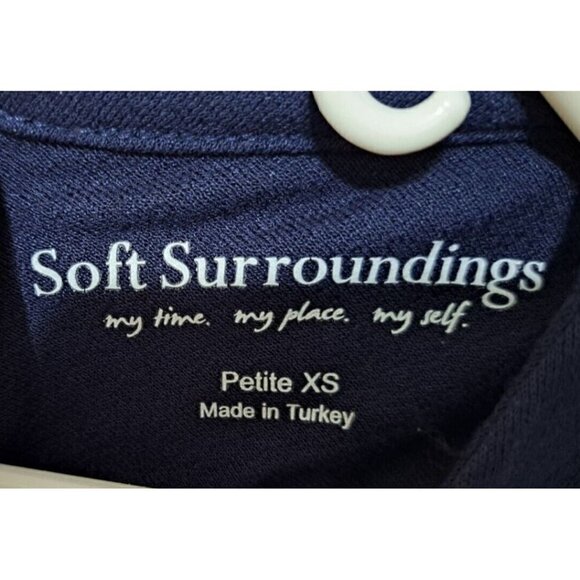 Soft Surroundings Sloane Petite XS Navy 3/4 Sleeve Open Back Long Dress Slits - Picture 2 of 7